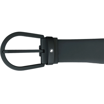 Montblanc 35mm belt with black rubberized buckle and black rubberized leather 129431