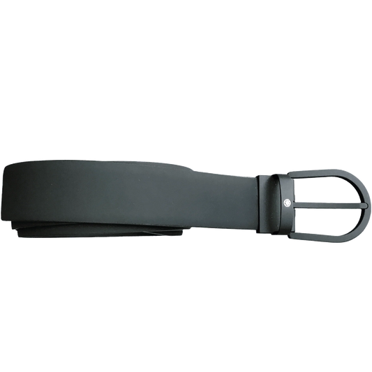 Montblanc 35mm belt with black rubberized buckle and black rubberized leather 129431