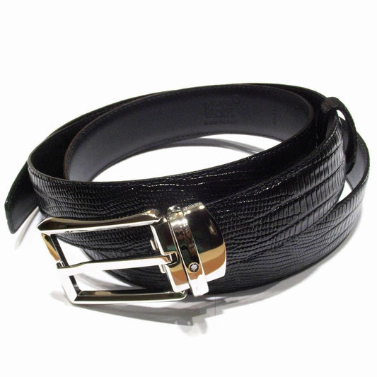 Montblanc cintura Classic Line 30mm fibbia rettangolare stampa lucertola nero 118423