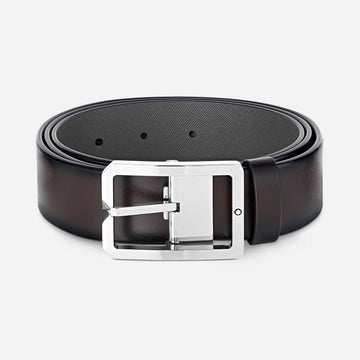 Montblanc cintura reversibile in pelle marrone/grigia 35 mm 131163