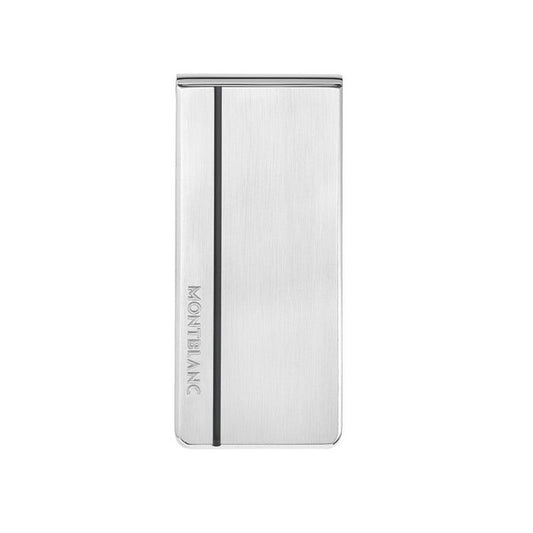 Montblanc fermasoldi acciaio con striscia in lacca nera e incisione Montblanc 113027