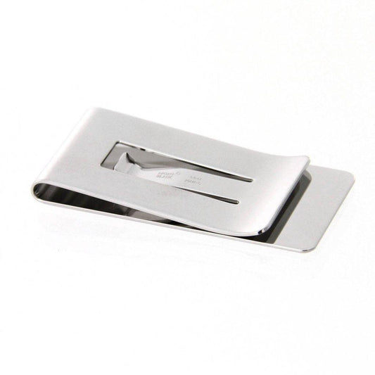 Montblanc fermasoldi acciaio con striscia in lacca nera e incisione Montblanc 113027