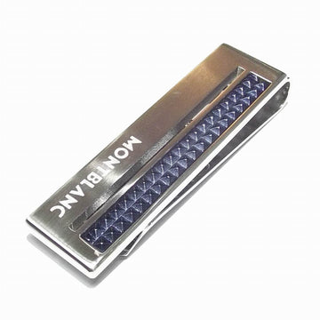 Montblanc fermasoldi in acciaio pregiato con inserto blu lavorato 123807