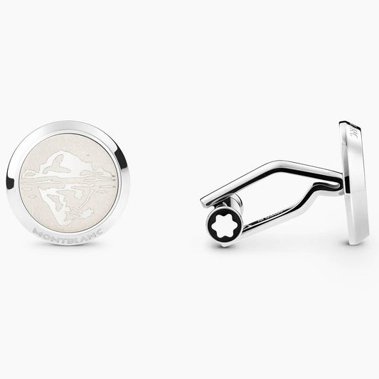 Montblanc cufflinks 1858 Ice Sea steel 129508