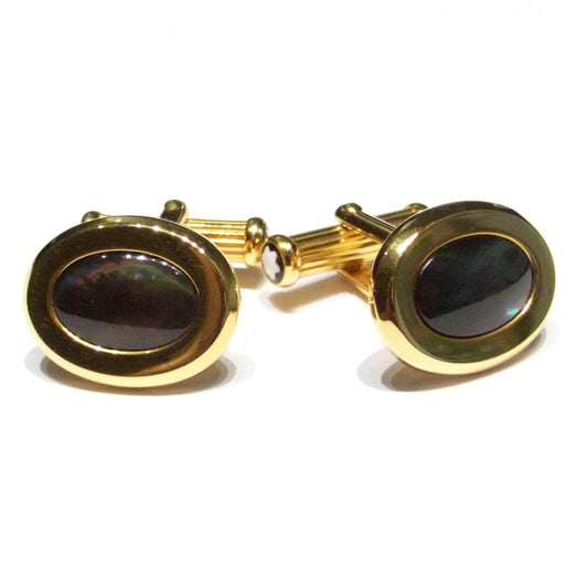 Montblanc cufflinks steel PVD yellow gold mother of pearl 6012
