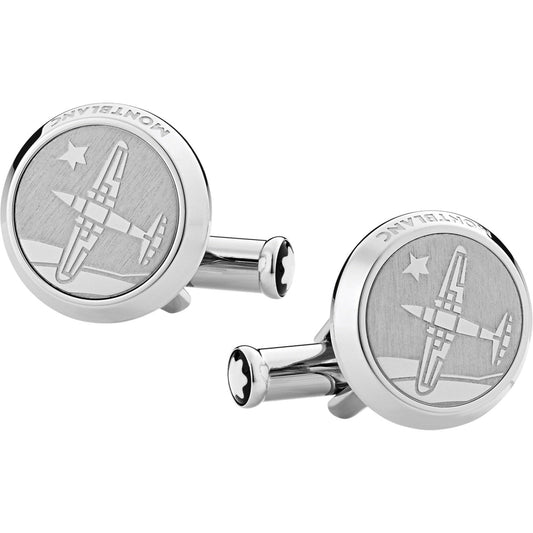 Montblanc Le Petit Prince and Aviator steel cufflinks 123795