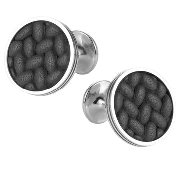 Montblanc gemelli Creative Collection Grains De Riz acciaio pelle toro 111324