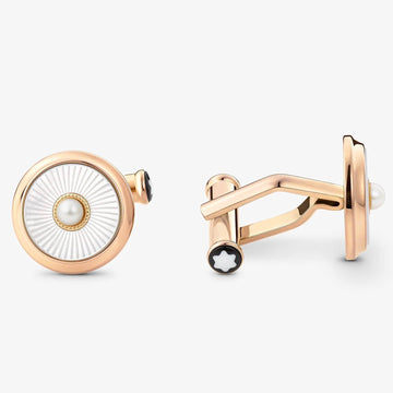 Montblanc Homage to Victoria and Albert cufflinks, gold-plated steel, mother-of-pearl 129495