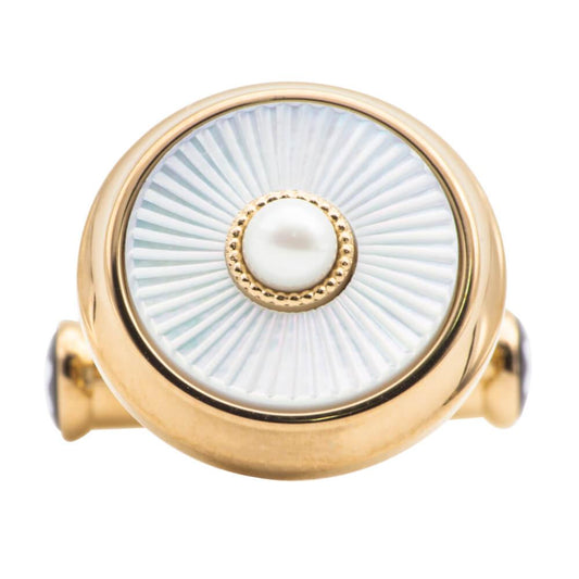 Montblanc Homage to Victoria and Albert cufflinks, gold-plated steel, mother-of-pearl 129495