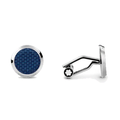 Montblanc gemelli in acciaio Meisterstück Glacier blu 129492