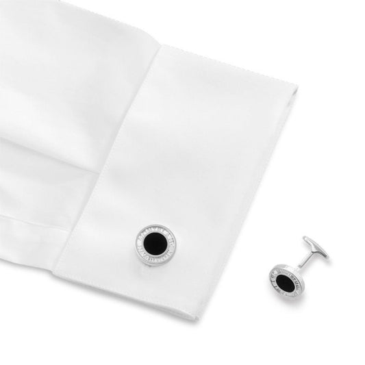 Montblanc Essential Sartorial 116644 Sterling Silver Cufflinks with Onyx Inlay