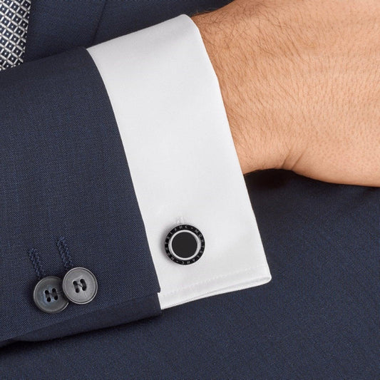 Montblanc gemelli Meisterstuck acciaio onice 116665