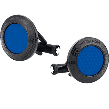 Montblanc Meisterstück Great Masters Pirelli cufflinks in steel and blue lacquer 128396 