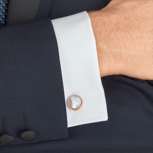 Montblanc gemelli Meisterstuck madreperla acciaio finitura PVD oro rosa 116662