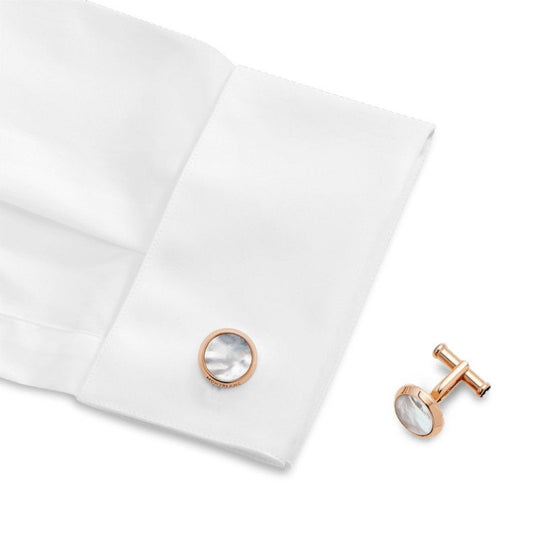 Montblanc gemelli Meisterstuck madreperla acciaio finitura PVD oro rosa 116662