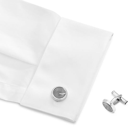Montblanc gemelli rotondi in acciaio con motivo a impronta digitale Sartorial 123800
