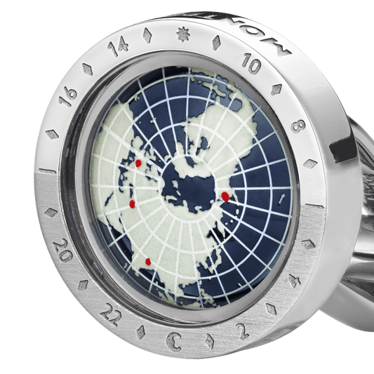 Montblanc gemelli uomo 1858 Geosphere acciaio e resina blu 126165