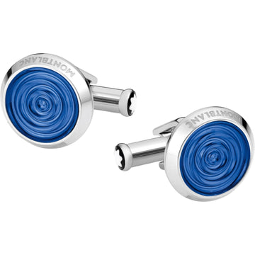 Montblanc Urban Spirit cufflinks, steel with blue resin inlay 116655