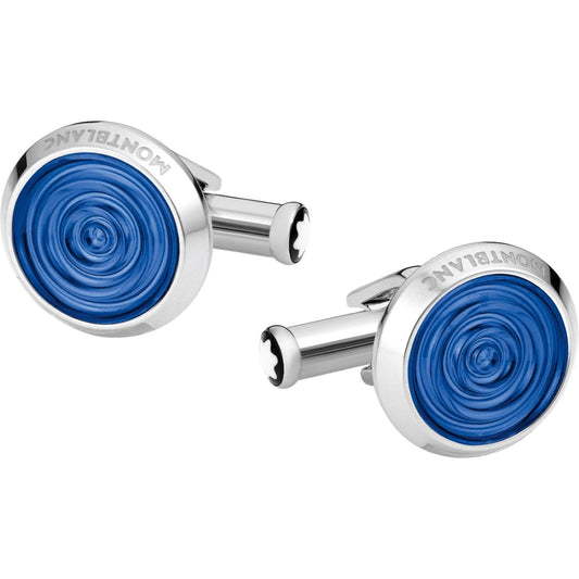 Montblanc Urban Spirit cufflinks, steel with blue resin inlay 116655