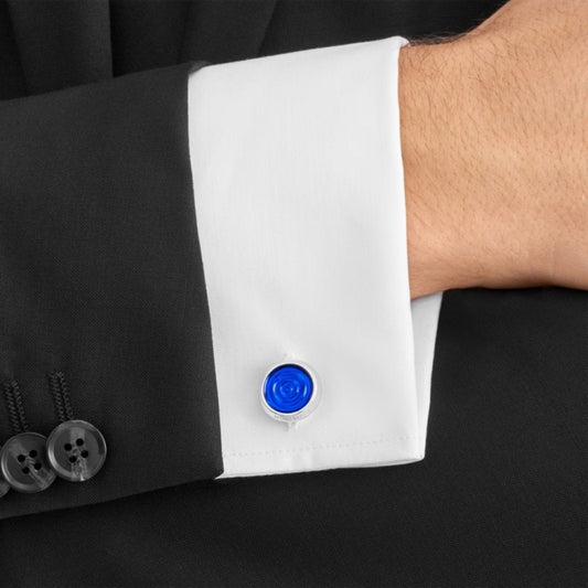 Montblanc Urban Spirit cufflinks, steel with blue resin inlay 116655