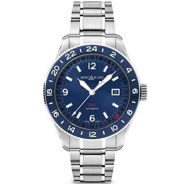 Montblanc orologio 1858 GMT 42mm blu automatico acciaio 129616