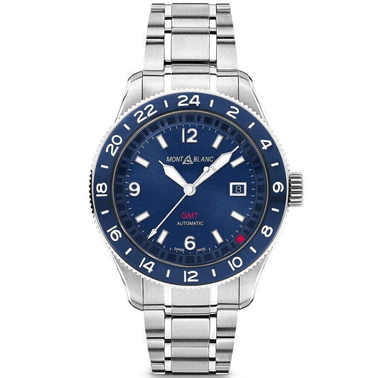 Montblanc orologio 1858 GMT 42mm blu automatico acciaio 129616