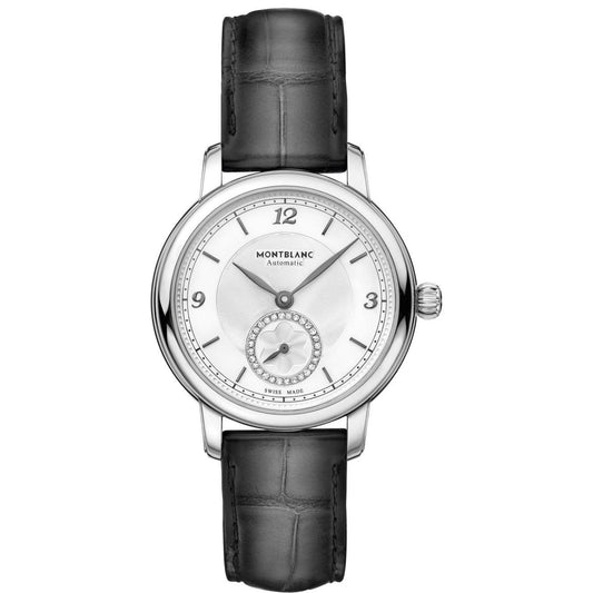 Montblanc orologio Star Legacy Small Second 32mm argento diamanti automatico acciaio 118536