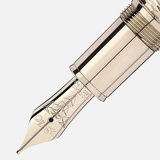 Montblanc penna stilografica Meisterstück Geometry Solitaire LeGrand finitura oro distintivo punta M 118101
