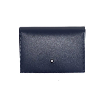 Montblanc porta biglietti da visita con soffietto a U e tasca a vista Meisterstück blu navy 126222