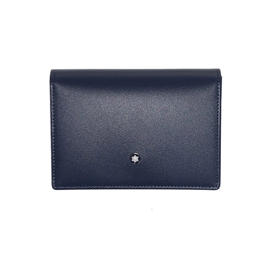 Montblanc porta biglietti da visita con soffietto a U e tasca a vista Meisterstück blu navy 126222