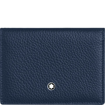 Montblanc porta biglietti da visita con soffietto e tasca a vista Meisterstück Soft Grain blu celeste 124134