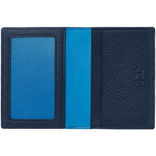 Montblanc porta biglietti da visita con soffietto e tasca a vista Meisterstück Soft Grain blu celeste 124134