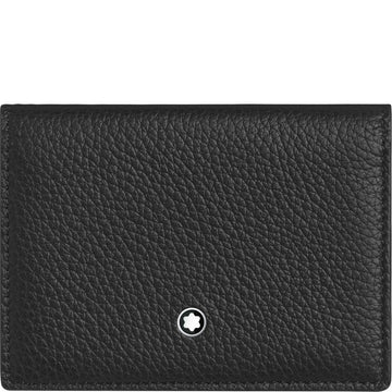 Montblanc porta biglietti da visita con soffietto e tasca a vista Meisterstück Soft Grain nero oro 124135