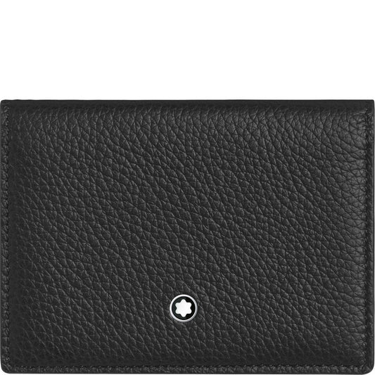 Montblanc porta biglietti da visita con soffietto e tasca a vista Meisterstück Soft Grain nero oro 124135