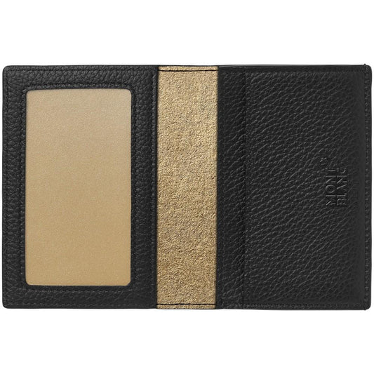 Montblanc porta biglietti da visita con soffietto e tasca a vista Meisterstück Soft Grain nero oro 124135