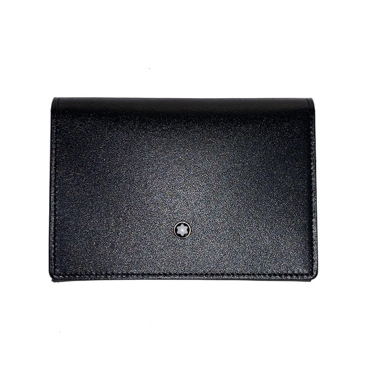 Montblanc porta biglietti da visita con tasca a vista e soffietto a U Meisterstück nero 126221