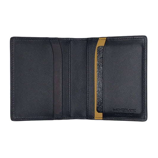 Montblanc porta biglietti da visita con tasca a vista Meisterstück Soft Grain nero/giallo 127329