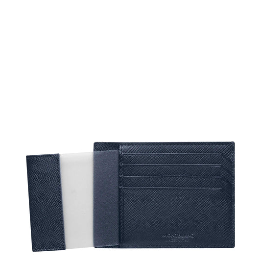 Montblanc porta carte di credito tascabile 4 scomparti con portadocumento Montblanc Sartorial blu 128594