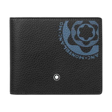 Montblanc portafoglio 6 scomparti Meisterstück Soft Grain nero/blu 127326