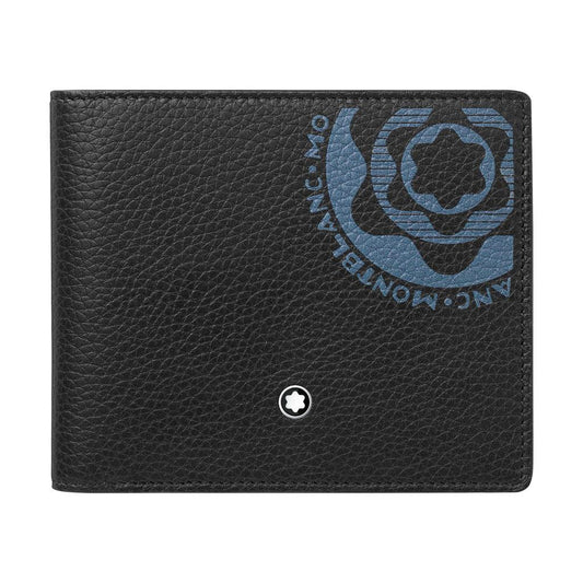 Montblanc portafoglio 6 scomparti Meisterstück Soft Grain nero/blu 127326