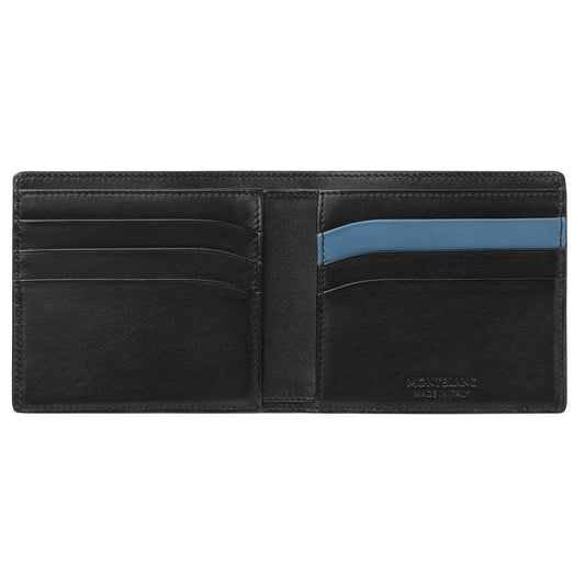 Montblanc portafoglio 6 scomparti Meisterstück Soft Grain nero/blu 127326