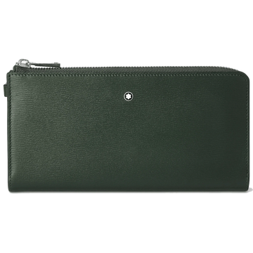 Montblanc portafoglio lungo 12 scomparti Meisterstück 4810 Deep Forest verde con cerniera e cinturino da polso amovibile 129249
