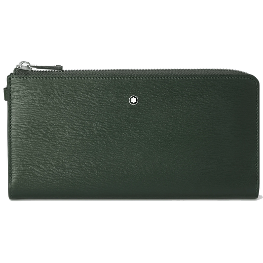 Montblanc portafoglio lungo 12 scomparti Meisterstück 4810 Deep Forest verde con cerniera e cinturino da polso amovibile 129249