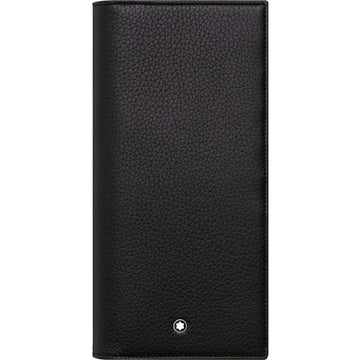 Montblanc portafoglio verticale 14 scomparti e tasca con cerniera Meisterstück Soft Grain nero 113303