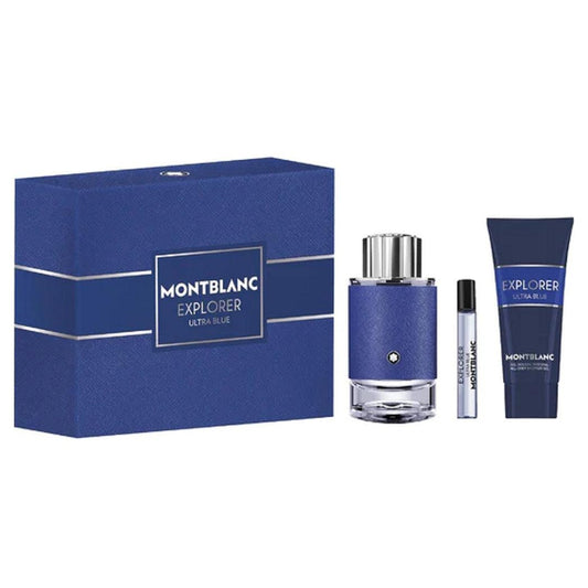 Montblanc set regalo Explorer Ultra Blue EDP 100ML + 7.5ML SPRAY + 100ML SG MB020C07S1