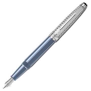 Montblanc stilografica Meisterstück Glacier Doué blu punta F 129402