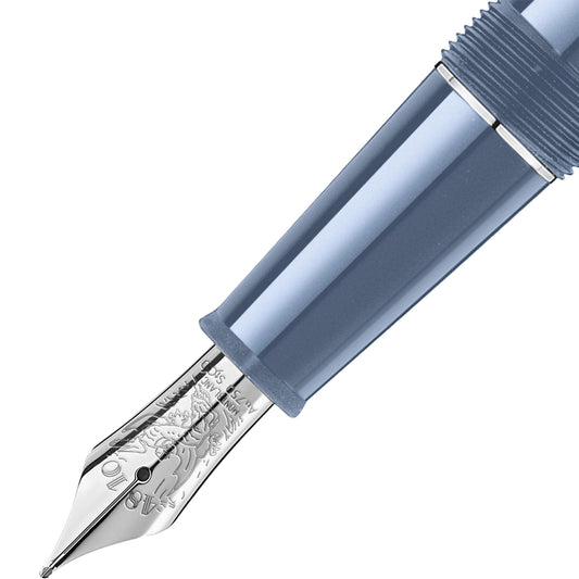 Montblanc stilografica Meisterstück Glacier Doué blu punta F 129402