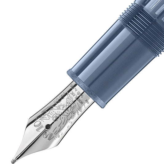 Montblanc stilografica Meisterstück Glacier LeGrand blu punta F 129392