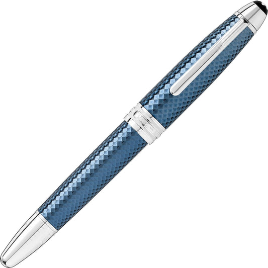 Montblanc stilografica Meisterstück Glacier Solitaire blu punta M 129407