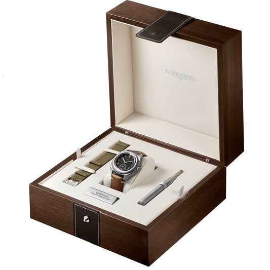 Longines orologio Pilot Majetek Box Edition 43mm nero automatico acciaio L2.838.4.53.9